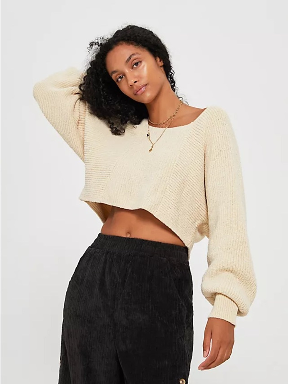 Free People Mina Pullover Yellow Cropped Sweater Size M